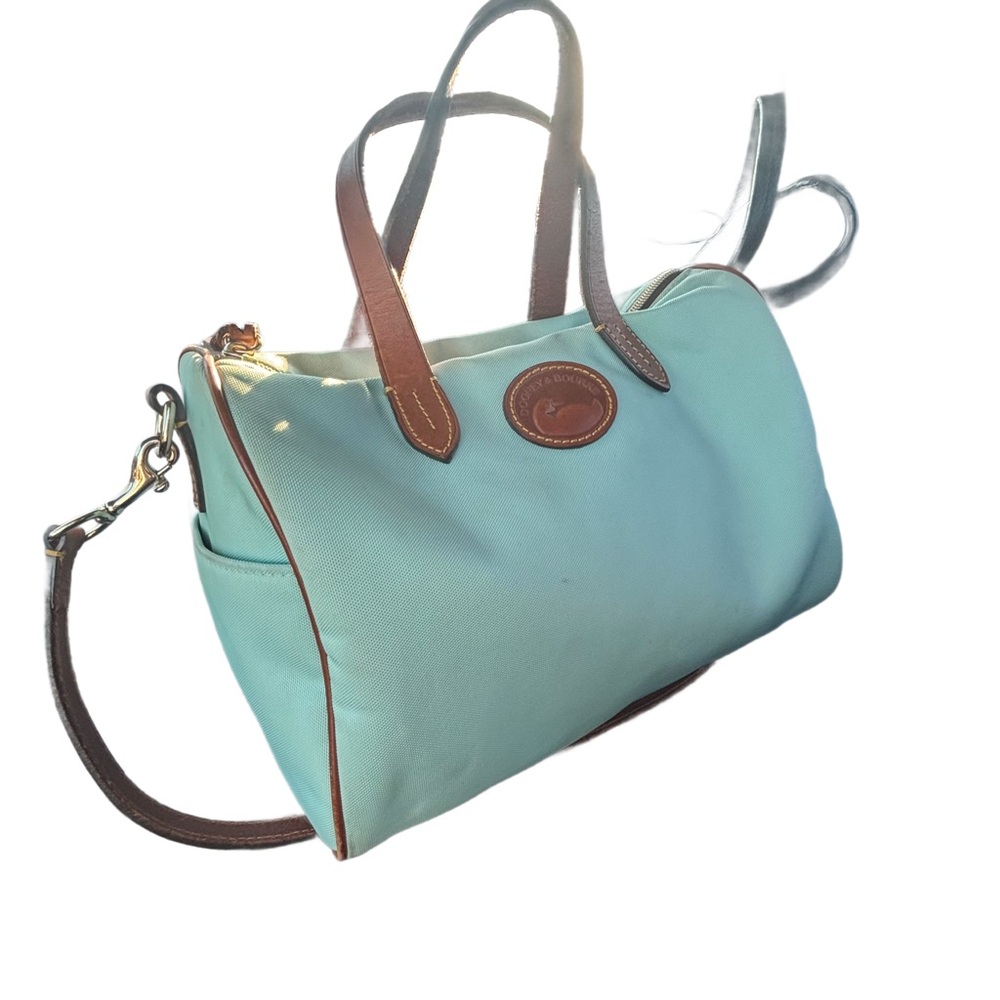 Dooney & Bourke Soft Baby Blue Nylon and Leather Satchel